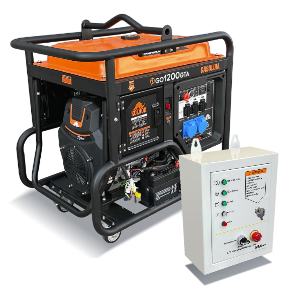 KIT Generador Kolvok 12 kW Gasolina GO1200GTA con ATS 50A