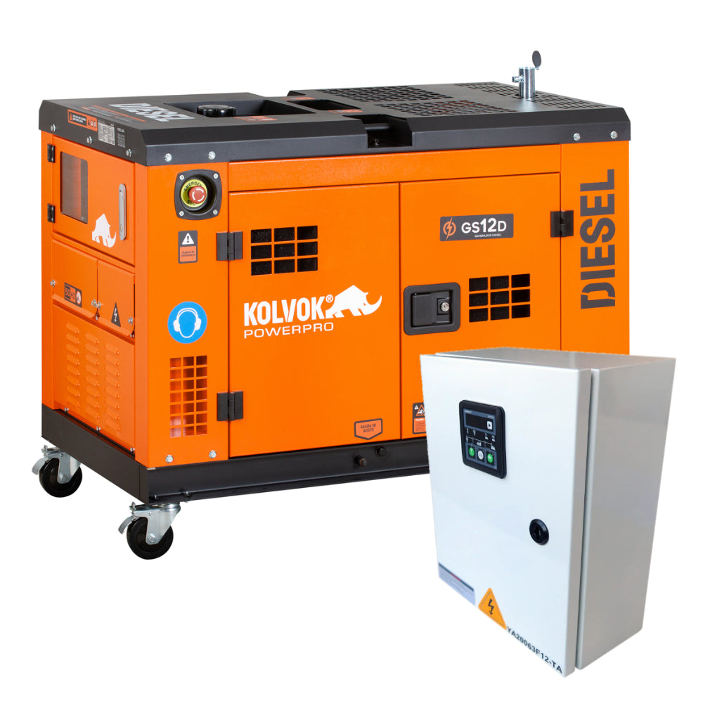 KIT Generador diésel Kolvok GS12D monofásico 10 kVA con ATS 63 amperes