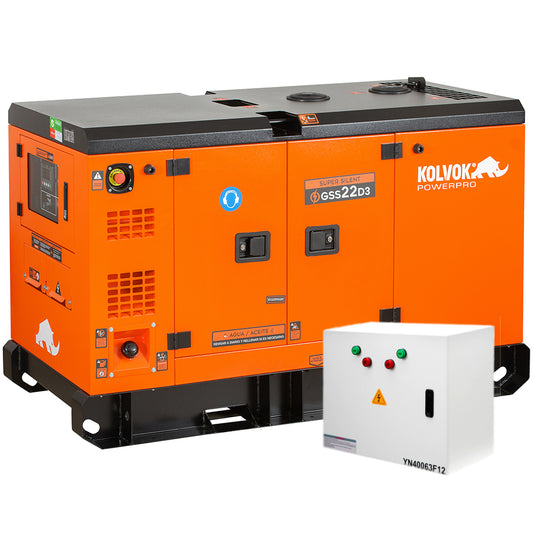 Kit Generador Kolvok GS22D3 - 22 kVA - Diésel - Trifásico con ATS