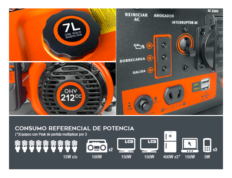 Generador Gasolina Inverter XT35IG - 3.5 kVA - Kolvok
