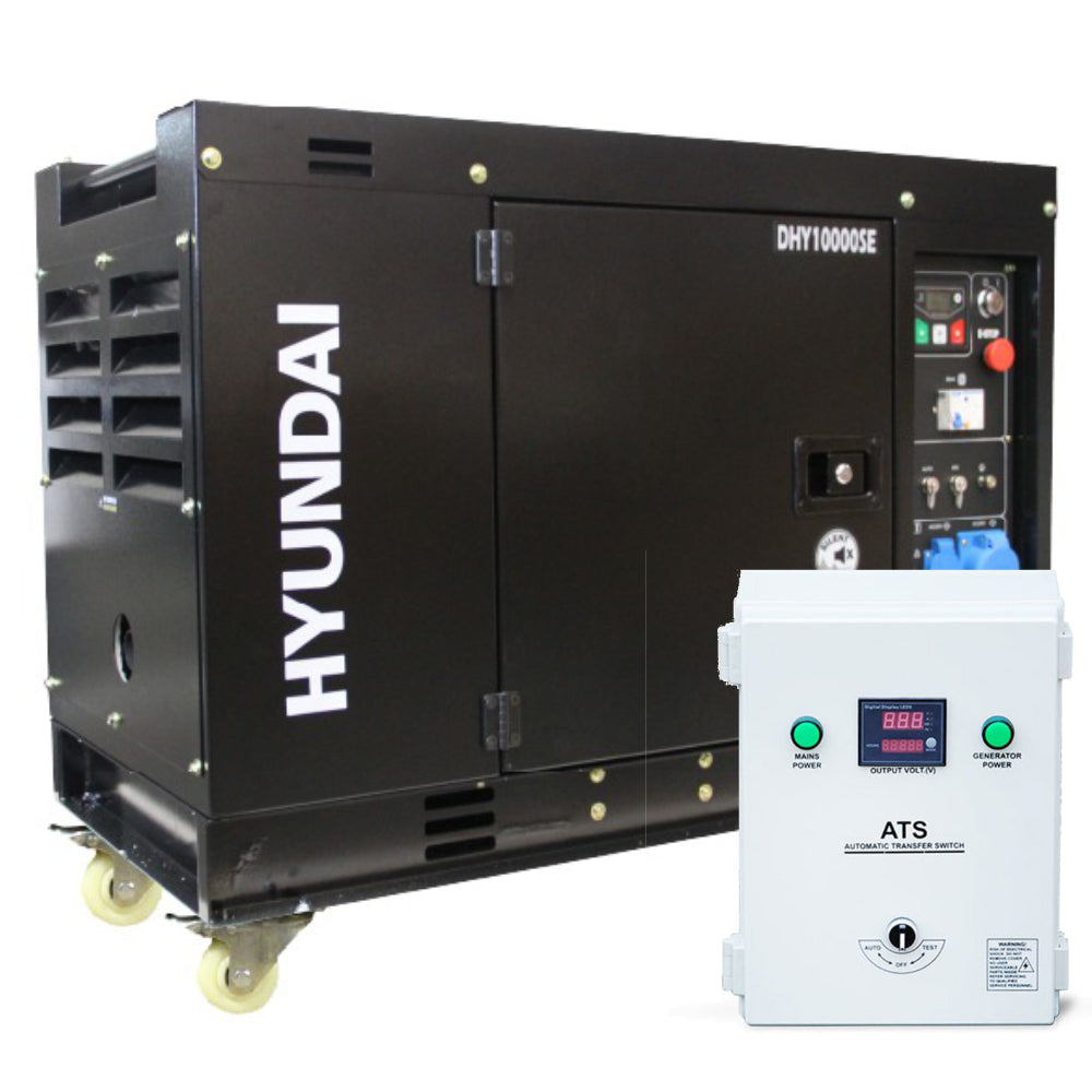 KIT Generador eléctrico Hyundai 78DHY10000SE (Nuevo) - 8.5 kva - Diésel - Monofásico con ATS 50 Amperes