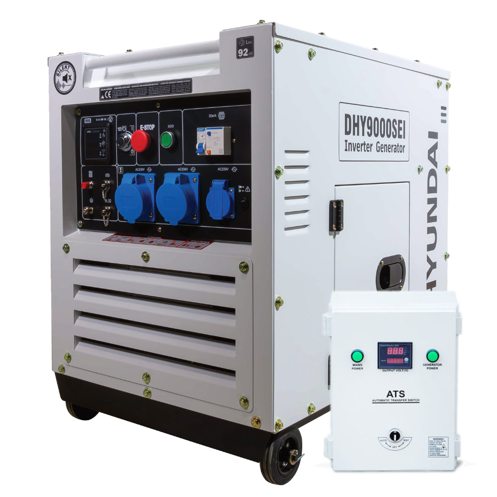 Kit generador Hyundai DHY9000SEI - 6 kva - Inverter - Diésel con ATS