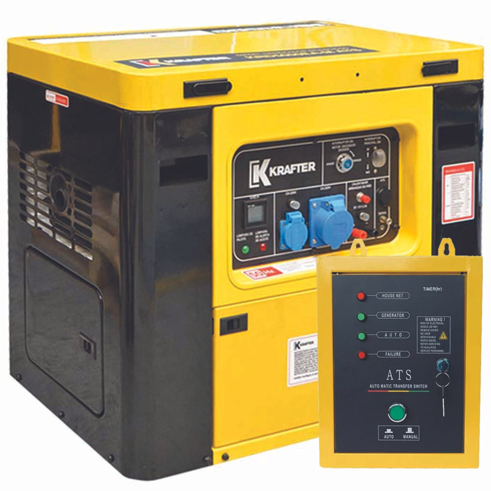 Generador Diésel 6.5 kVA - Krafter - Monofásico - KRD5000EI-M - Incluye ATS (30A)
