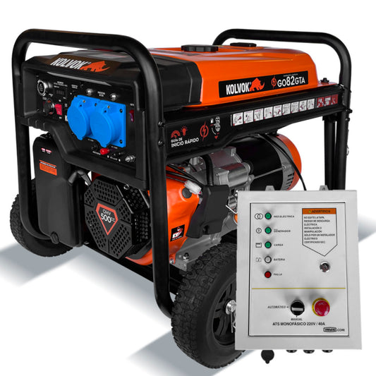 Kit Generador Gasolina 8.5 kVA Kolvok GO82GTA con ATS (40A) - Monofásico