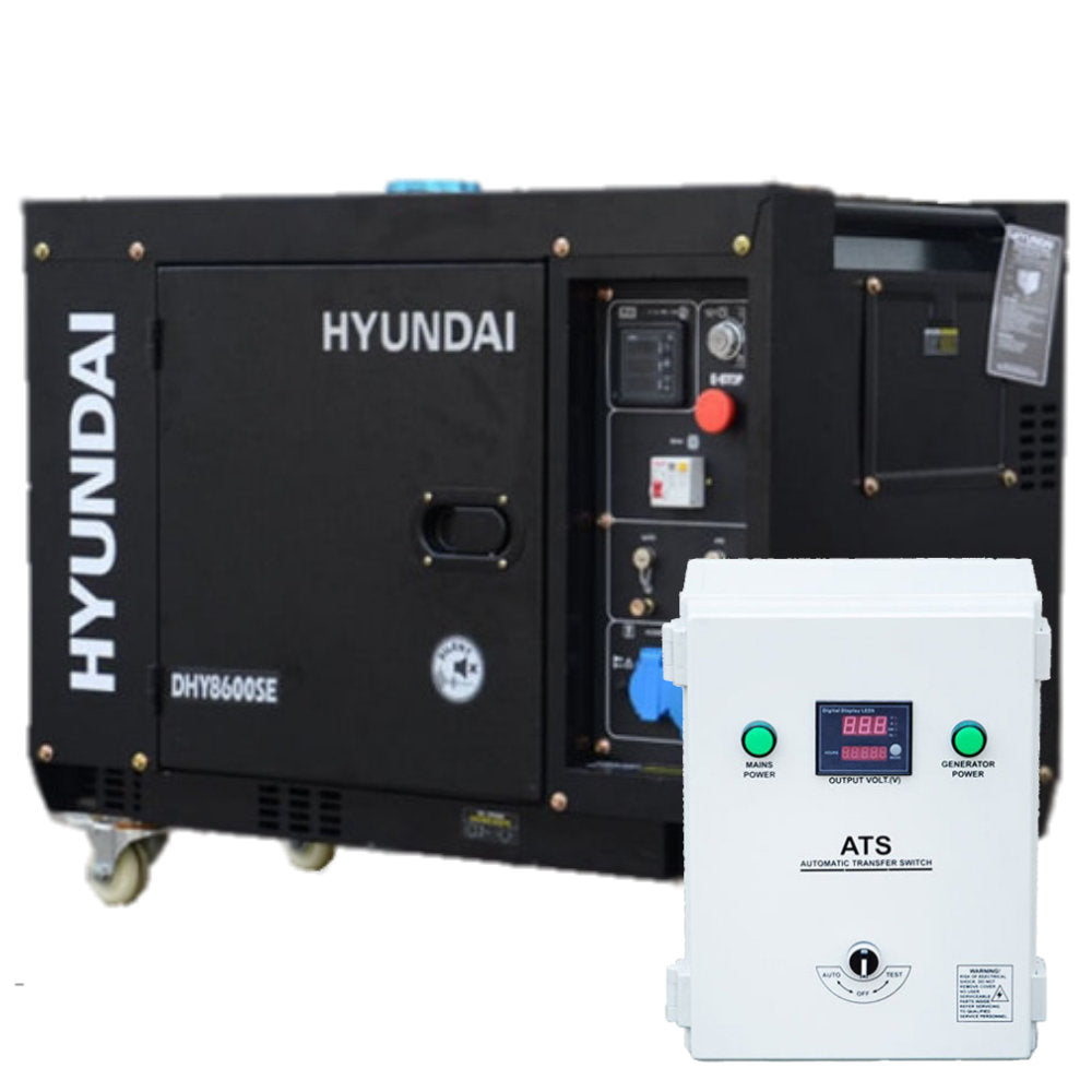 Kit Generador Hyundai 78DHY8600SE - 6.3 kva - Diésel - Monofasico - Con ATS